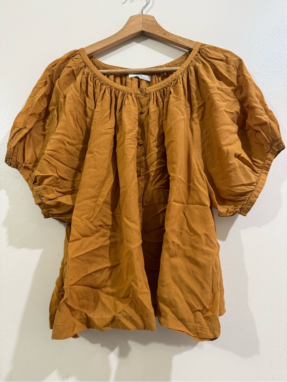 Doen Warm Rust Button-Front Peasant Blouse - Picture 8 of 8